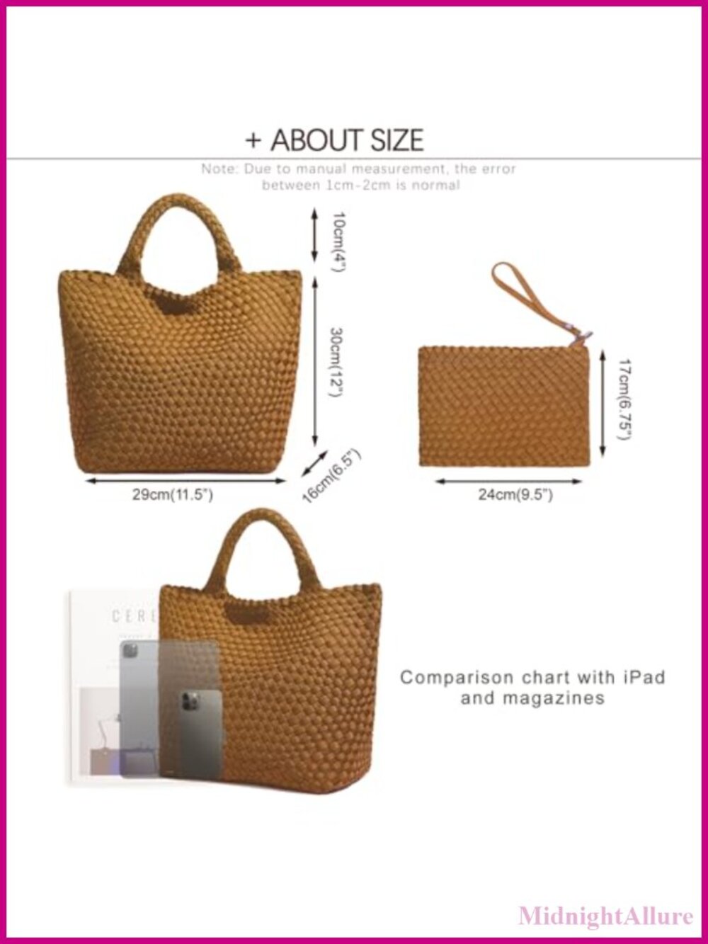 Woven Neoprene Hobo Bag Large Capacity Handbag with Wristlet - Picture 2 of 6